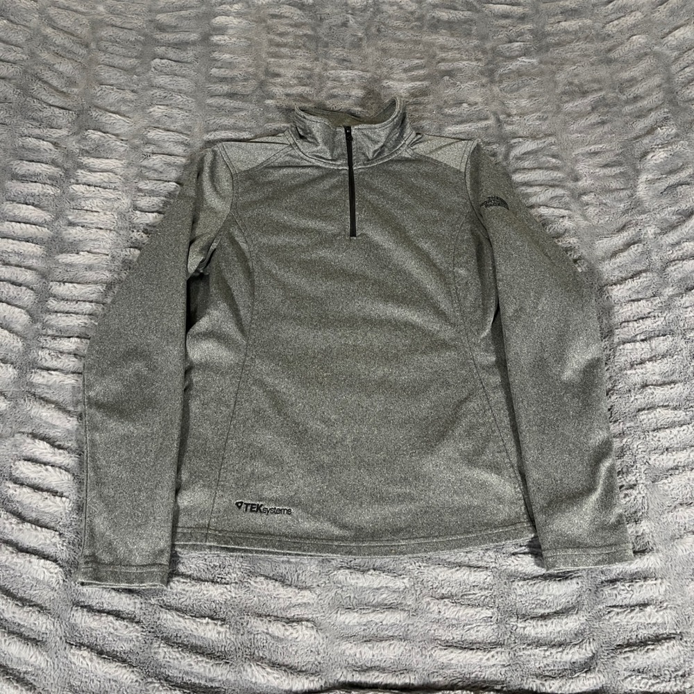 The North Face Womens Small Heather Gray Quarter Zip Fleece Pullover AQ098